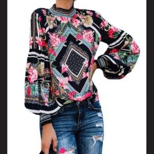 NEW Black Floral Blouse